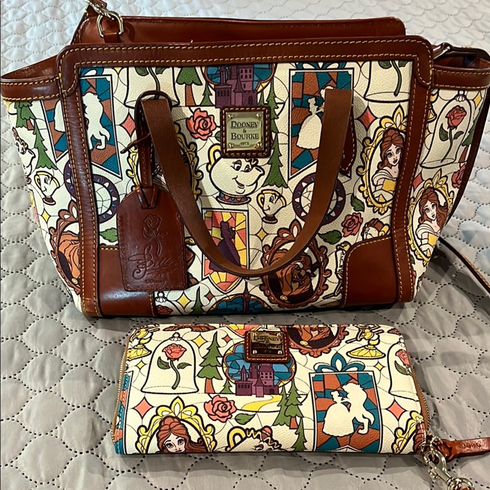 Dooney & Bourke Disney Beauty & the Beast Purse & Wallet-GUC